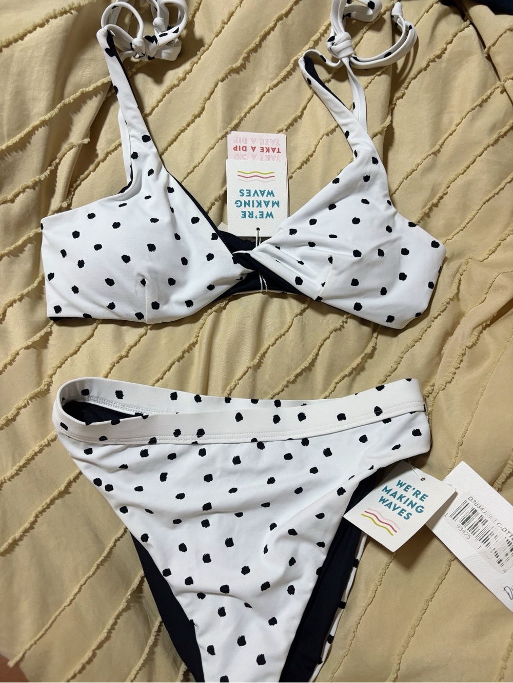 Dippin' Daisy's White Poka Dotted Bikini Print